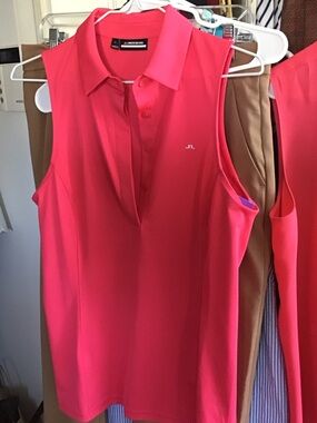 J.Lindeberg Sleeveless Polo Camisole in Hot Pink